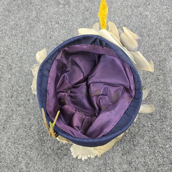 Lot of 3 Vintage Women's Cocktail Fascinator Hats + Box Needs Cleaning & Shaping - Picture 8 of 16